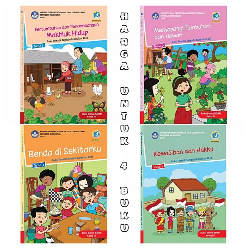 PAKET BUKU TEMATIK KELAS 3 SD TEMA 1 2 3 4 KURIKULUM 2013 REVISI KEMENDIKBUD