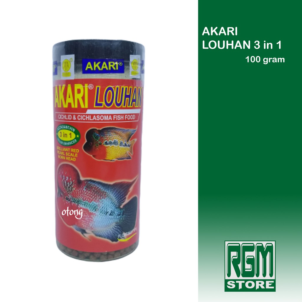 Makanan pakan pelet ikan hias Akari Louhan 3 in 1 100gr 100 gram murah