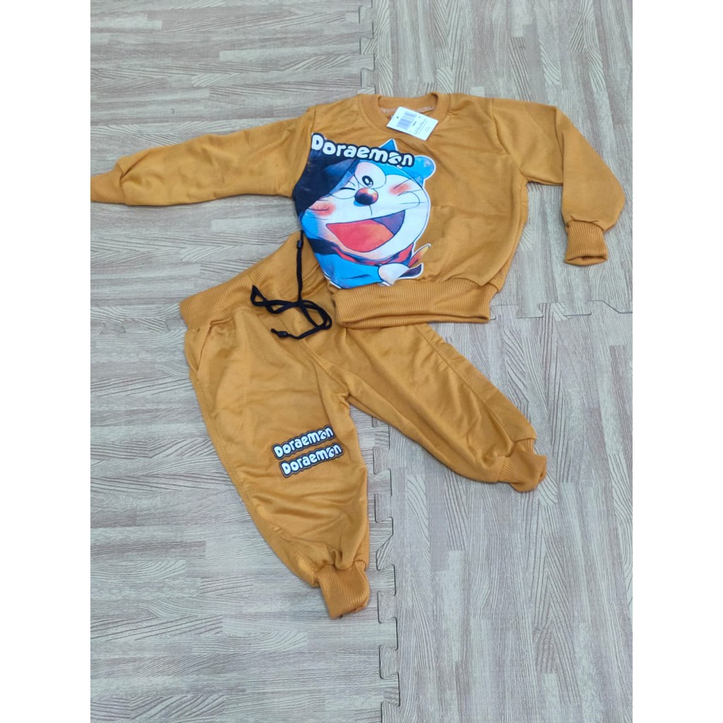 BAJU ANAK BAYI BALITA REMAJA TANGGUNG DORAEMON SETELAN JOGGER TRENING TRAINING OLAHRAGA1-10 thn