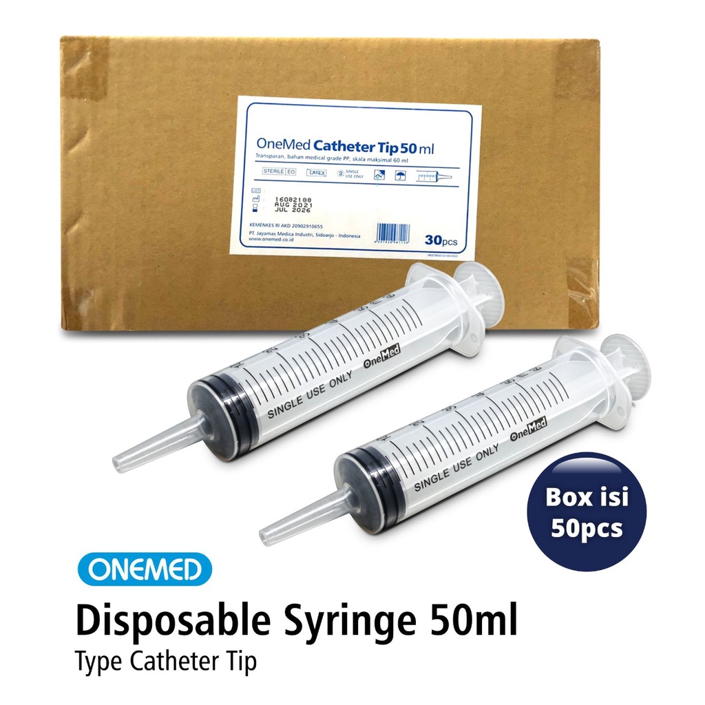 Catheter Tip 50cc Onemed Feeding Syringe Box Isi 30Pcs OJB