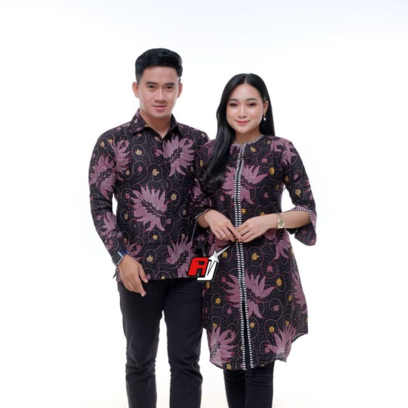 BATIK SARIMBIT WARNA LILAC UNGU PURPLE ATASAN BATIK COUPLE LILAC UNGU SERI MELATI HITAM