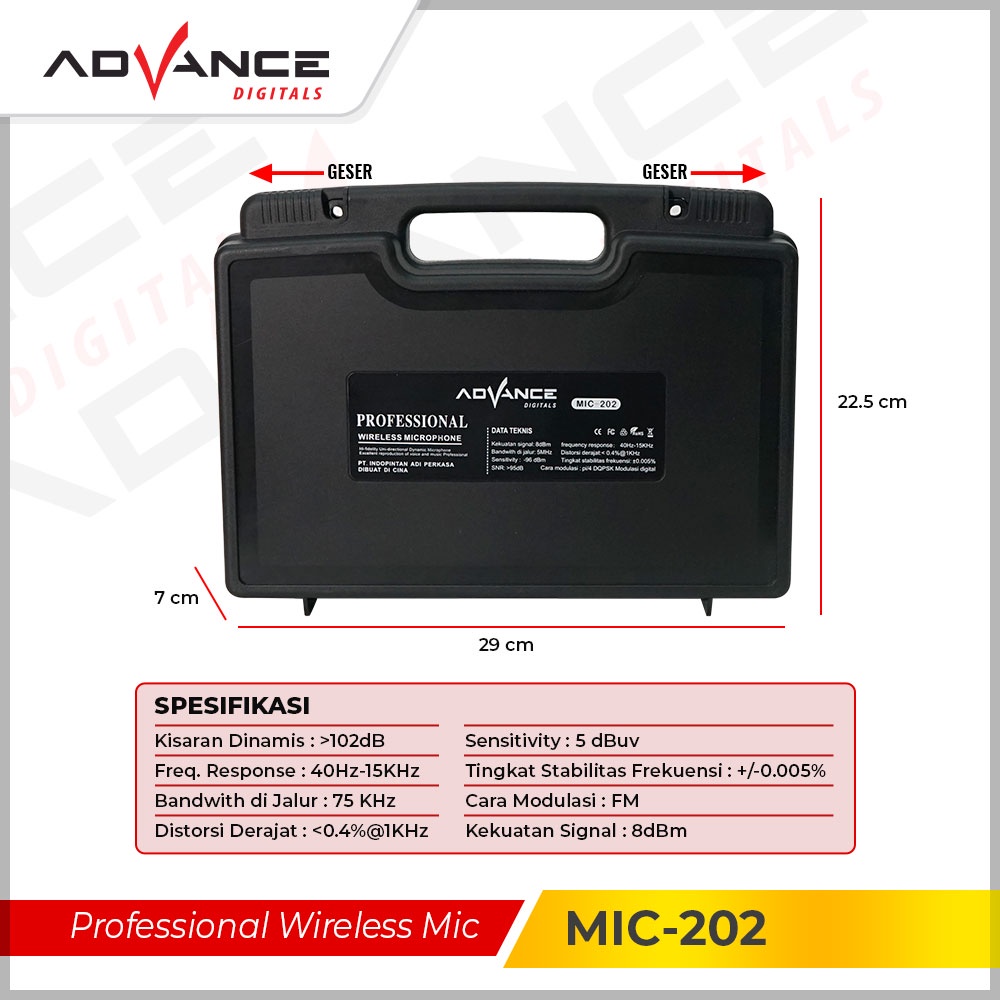 Advance Mic Wireless Mic 201/ 202/301- 2 mic Dua Microphone Garansi 1 Tahun