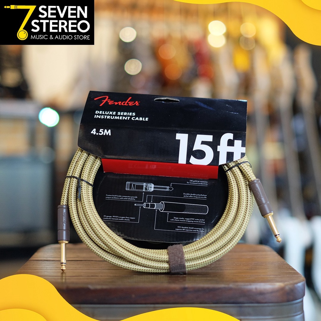 Fender Deluxe Series Instrument Cable 15ft Tweed