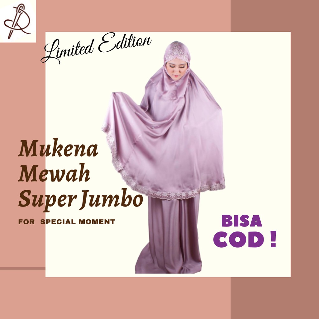 MUKENA MUKENAH BORDIR MEWAH PREMIUM JUMBO MAHAR SESERAHAN NIKAH - UNGU