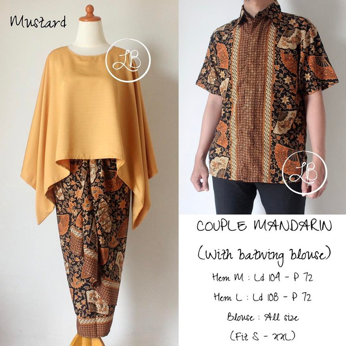 SETELAN KEBAYA COUPLE / BATIK COUPLE MODEL BATWING DAN KEMEJA PENDEK