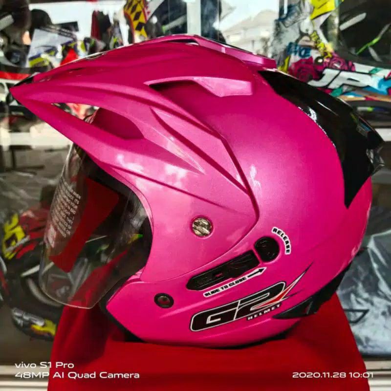 HELM G2 EXTERMINATOR SOLID PINK DOUBLE VISOR