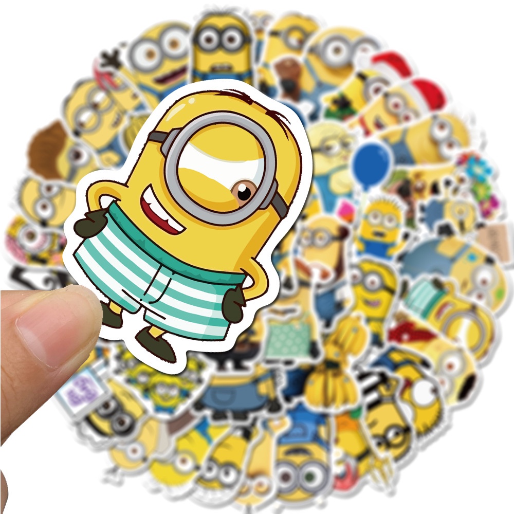 50pcs Stiker Graffiti Kartun Minions Anti Air Untuk Dekorasi Komputer / Handphone / Notebook / Koper / Helm