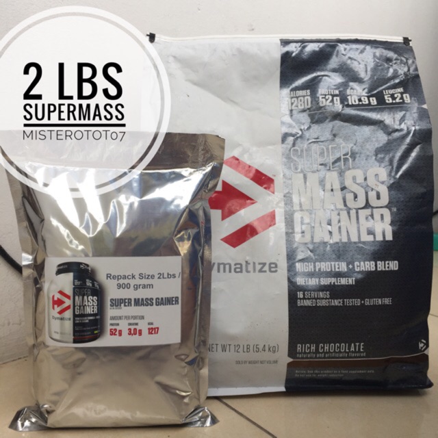 TRIAL SIZE 1 KG SUPERMASS DYMATIZE CHOCOLATE BPOM GAINER PROTEIN  suplemen gainer seriousmass
