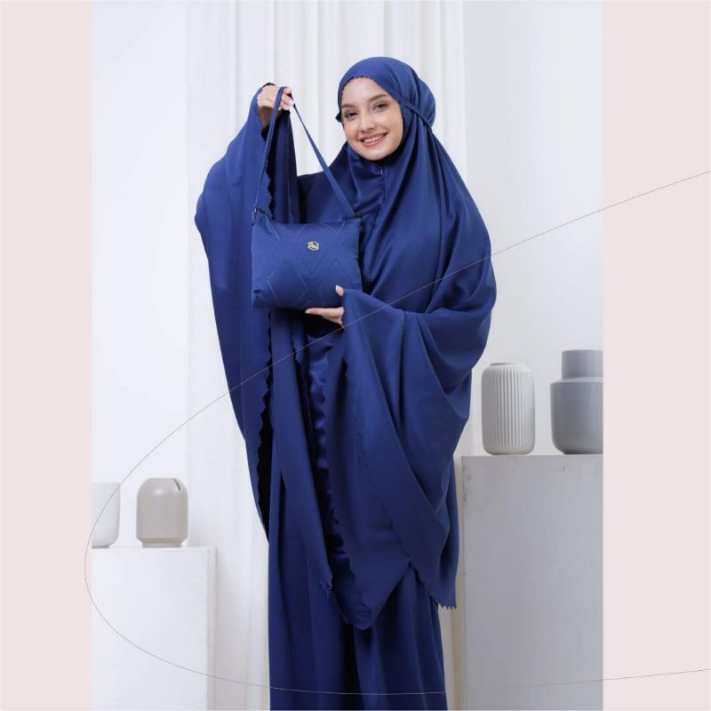 MUKENA DEWASA 2 IN 1 LASER CUT ERINA NAVY