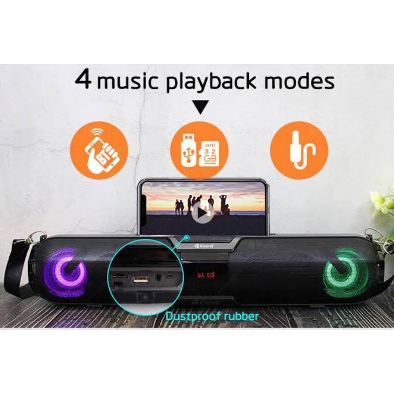 Speaker Bluetooth Kisonli LED 900 LED900 LED-900 Super Bass Micro SD USB FM Radio