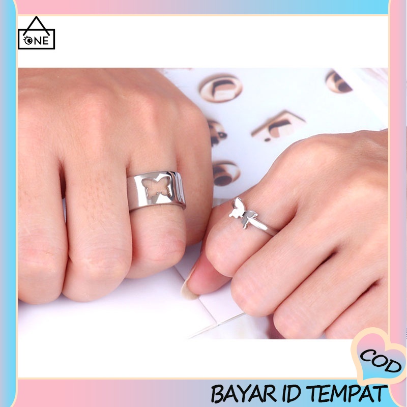 COD❤【stock】 2pcs cincin korea cincin couple emas murah cincin kupu Kupu hollow retro cincin aksesoris