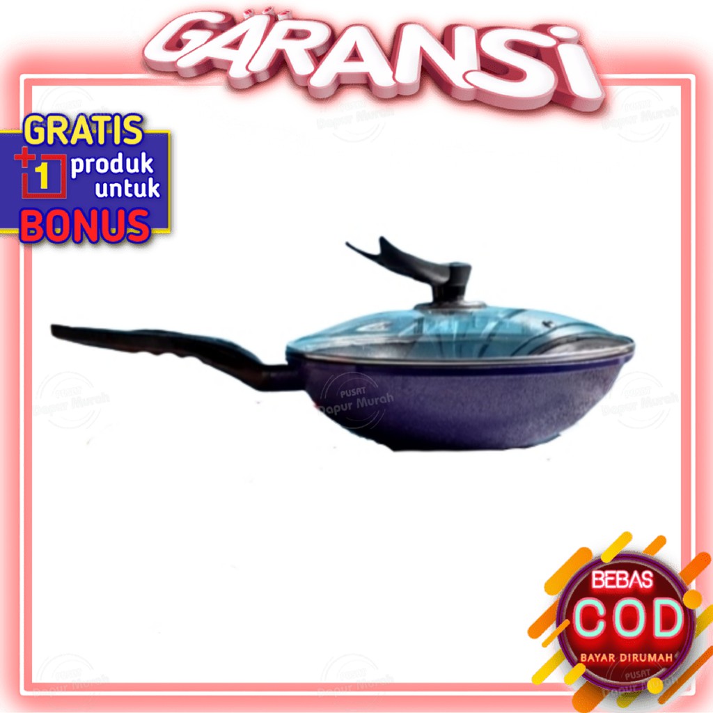 Wajan Wok Pan Marble Herbal 30 Cm Serbaguna