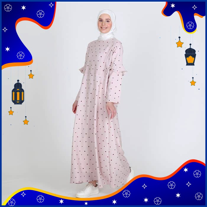 Gamis fashion muslim Terbaru Alisha - Emikoawa Dress Cantik Lebaran - SOFTPINK