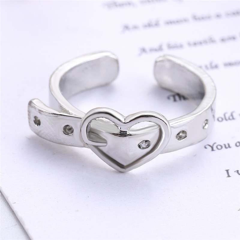 Fashion Cinta Sabuk Gesper Cincin Kepribadian Minoritas Desain Pembukaan Cincin Yang Dapat Disesuaikan