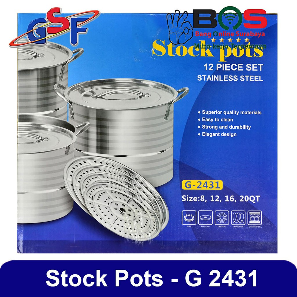 Panci Kukus Panci Steamer Set 12pcs GSF G 2431 G-2431 Stocks Pot