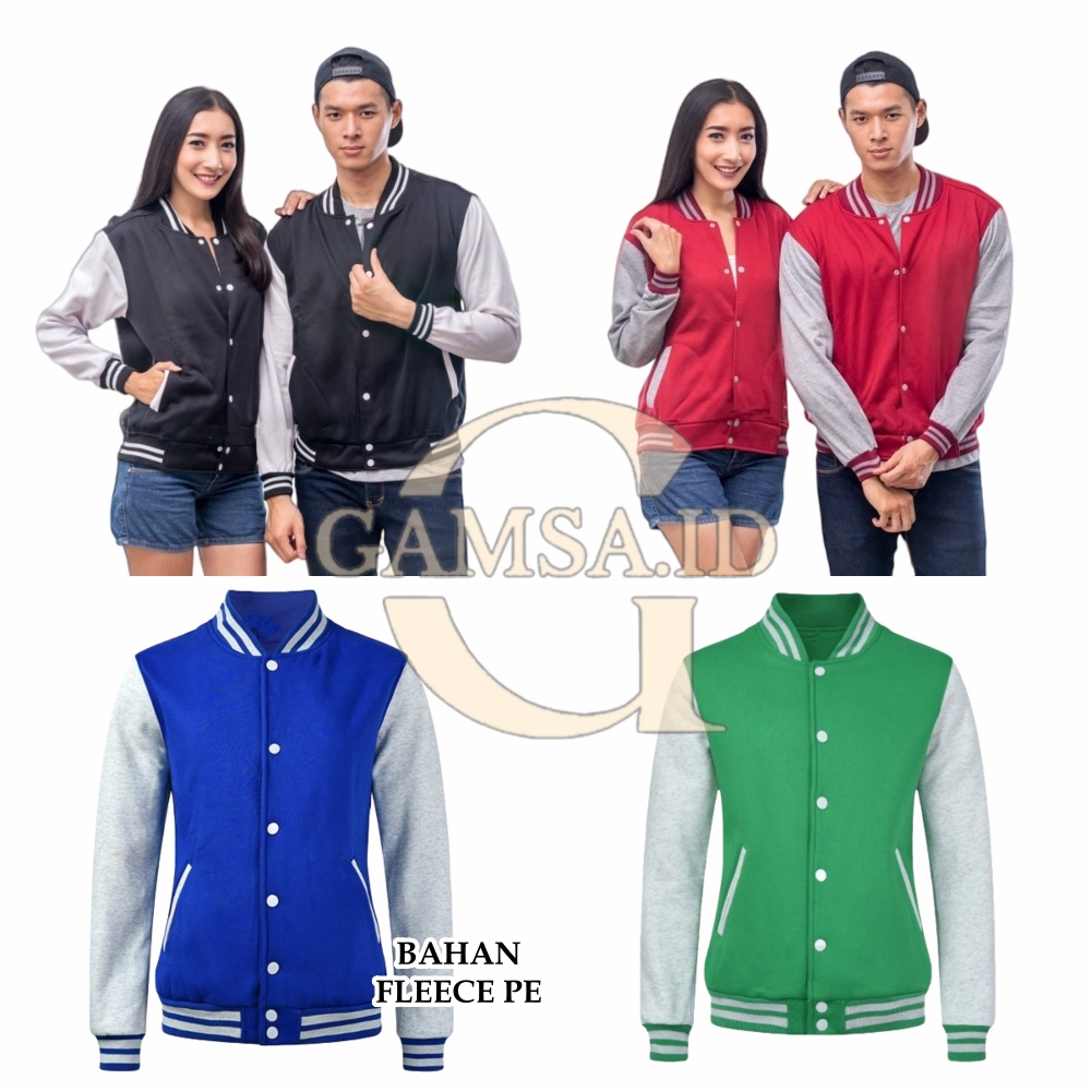 JAKET VARSITY PRIA WANITA - JACKET BASEBALL SWEATER POLOS SEKOLAH KULIAH