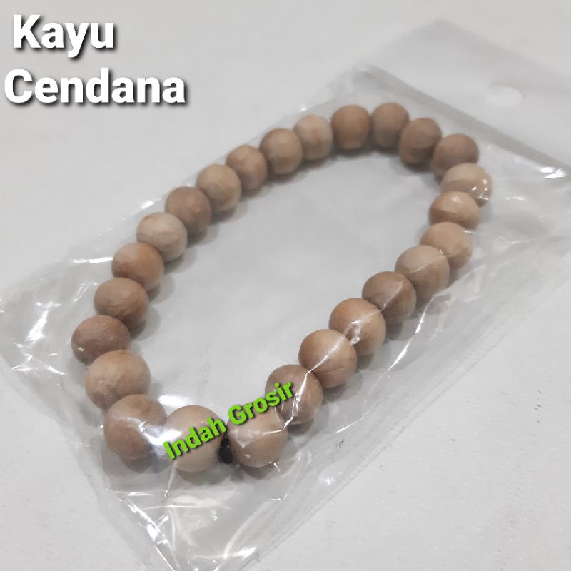 Gelang Kayu Cendana Gaharu Scang Kelor Dim 8mm Tali Karet