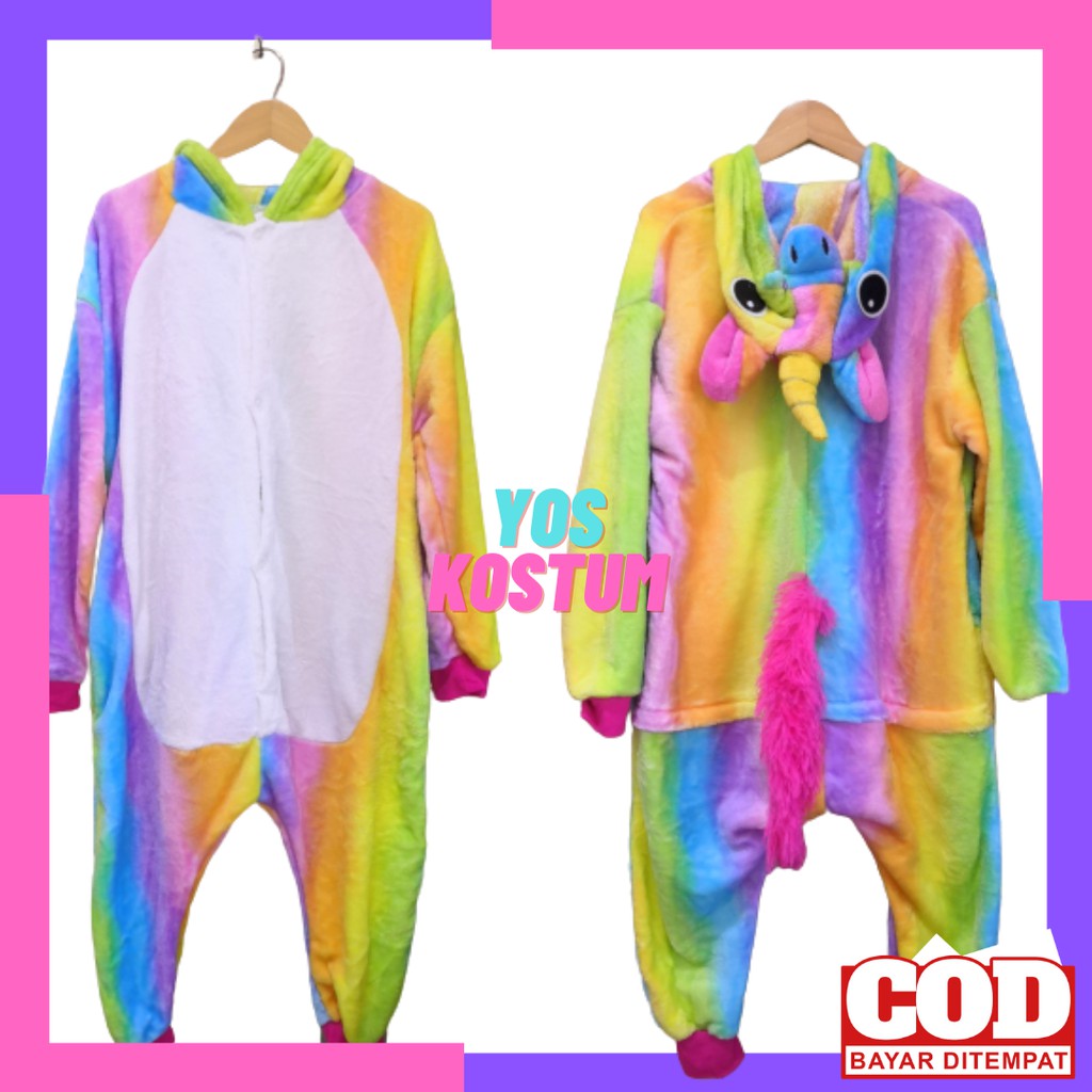 Kostum Unicorn Rainbow Anak Baju Karakter Lucu Animal Import Onesie Costume Laki Perempuan Premium