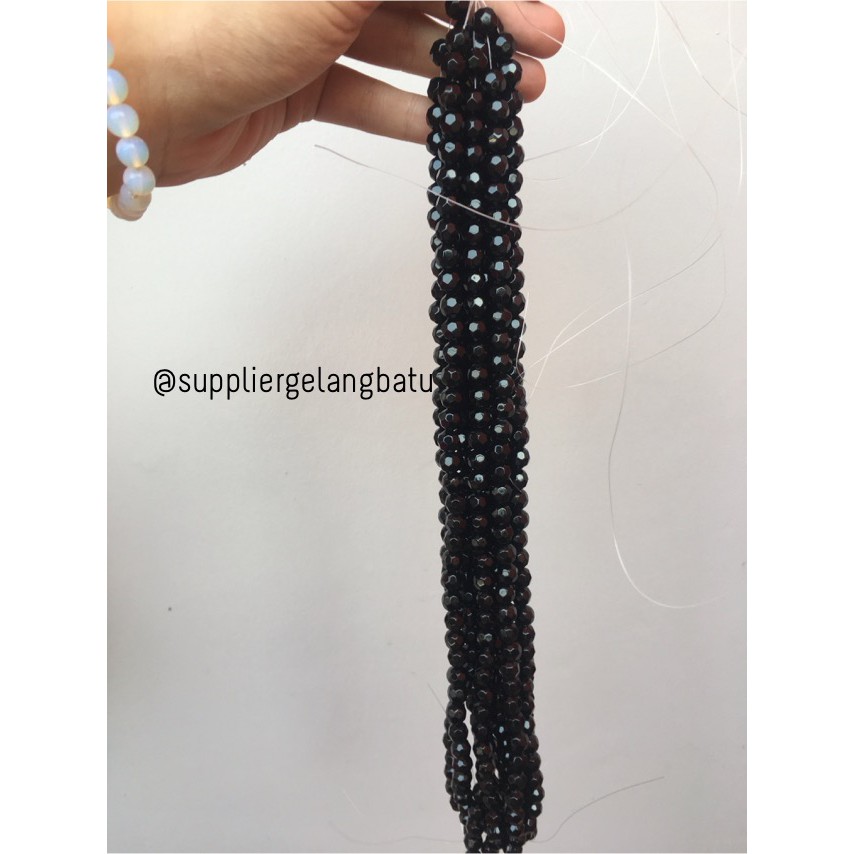 kristal bola dunia cutting 8mm HITAM ceko bulat craft manik beading aksesoris craft model fashionita