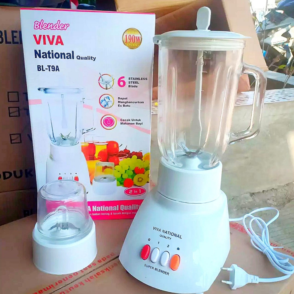 NEW Blender Kaca National Viva Omega Belender gelas kaca dengan 6 mata pisau berkualitas penghancur es batu