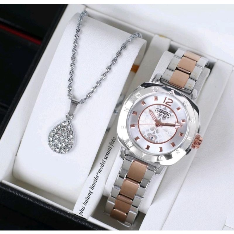 Jam Tangan Coach Wanita Free Kalung Jam Tangan Stainliss Terlaris Jam Tangan Wanita Fashion