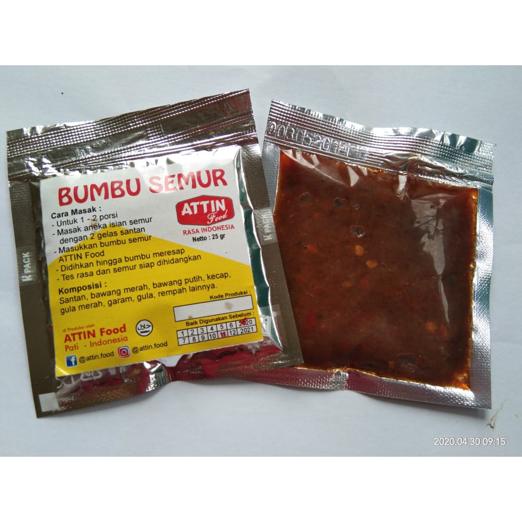 

Bumbu Instan Semur Siap Masak (non pengawet)25gr