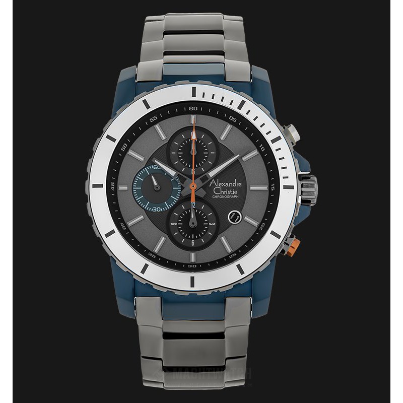 Alexandre Christie AC 6141 MC BGEGR Men Dual Tone Dial Grey Stainless Steel Strap