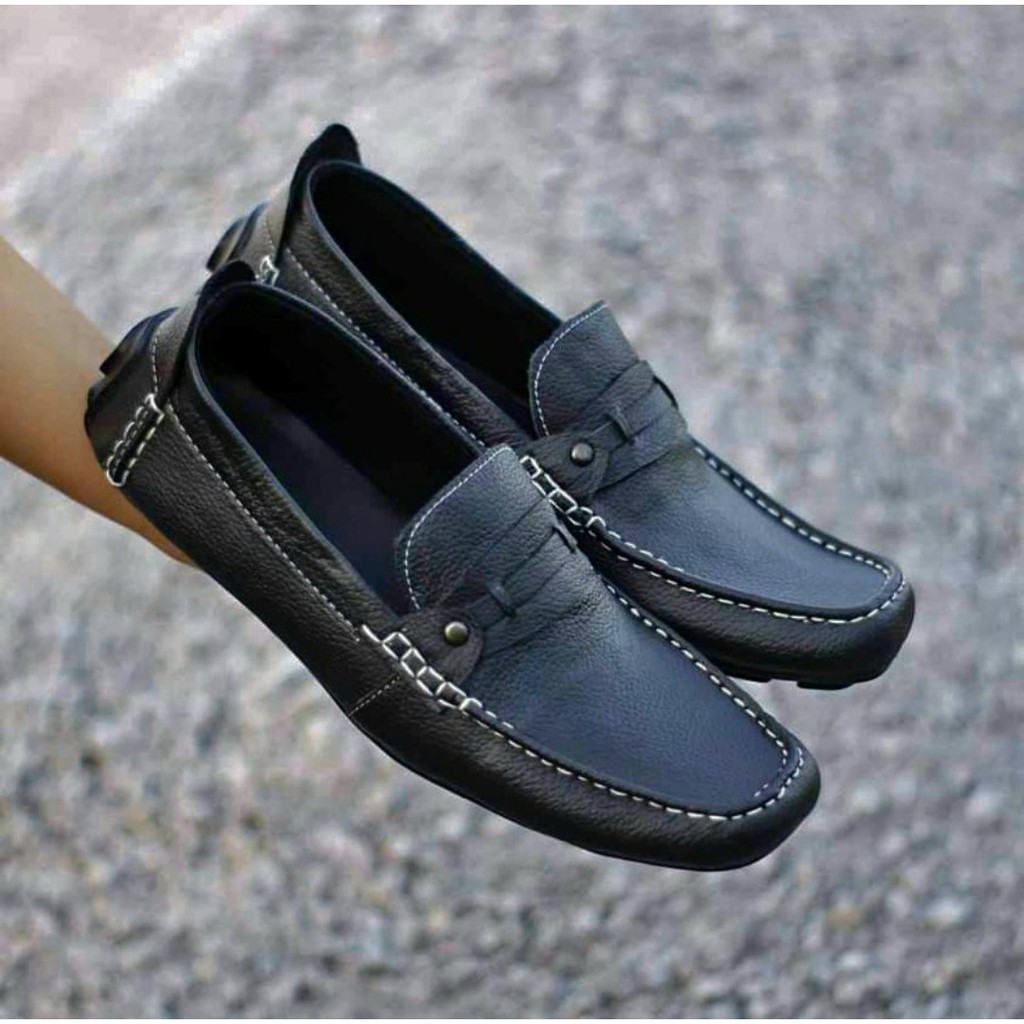 ENOZ X CLASICO - Sepatu Slip On Casual Santai formal Pria Sipatu Pantofel Rajut kulit sapi asli Slop Kasual Sepatu Pansus Street Style Korea BTS Selop Cowo Keren Trendy