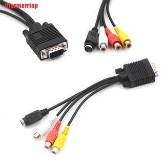 BAS-COD)1pcs Video Cable Laptop PC HDTV Connector VGA Male to S-Video 3 RCA Jack Converter