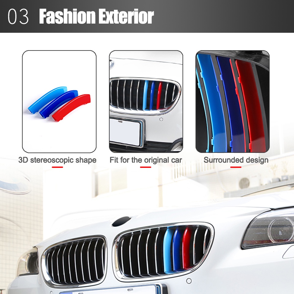 3 Pcs Strip Trim Grill Depan Mobil Balap Untuk BMW 1 2 3 4 5 6 7 Series E46 E39 E87 E88 E60 E61 E90 E92 F20 F30 F34 F22 F45 F10 F36 F06 F40 F30 F45 G32 G11 Z4 E85