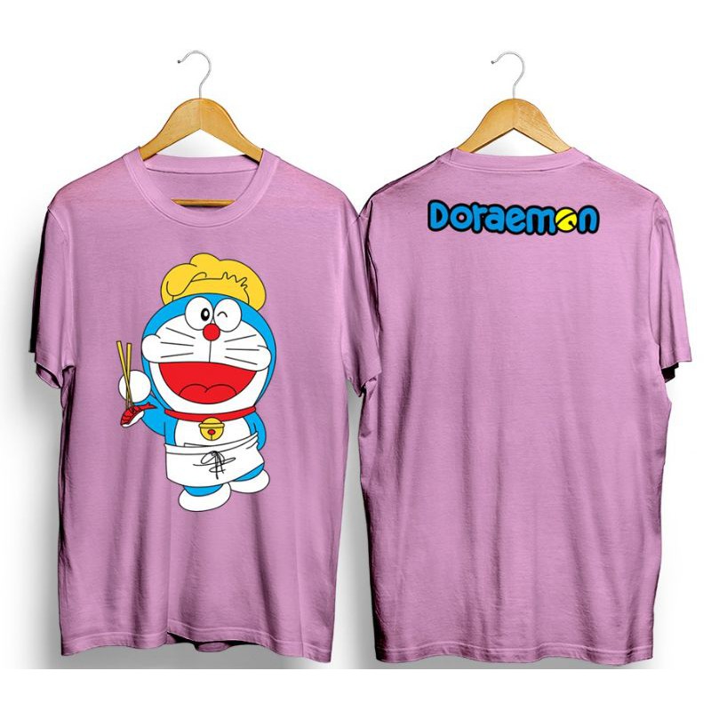 Baju Tshirt Kaos Distro Fashion Cowok/Cewek Dewasa Doraemon Sushi Pink
