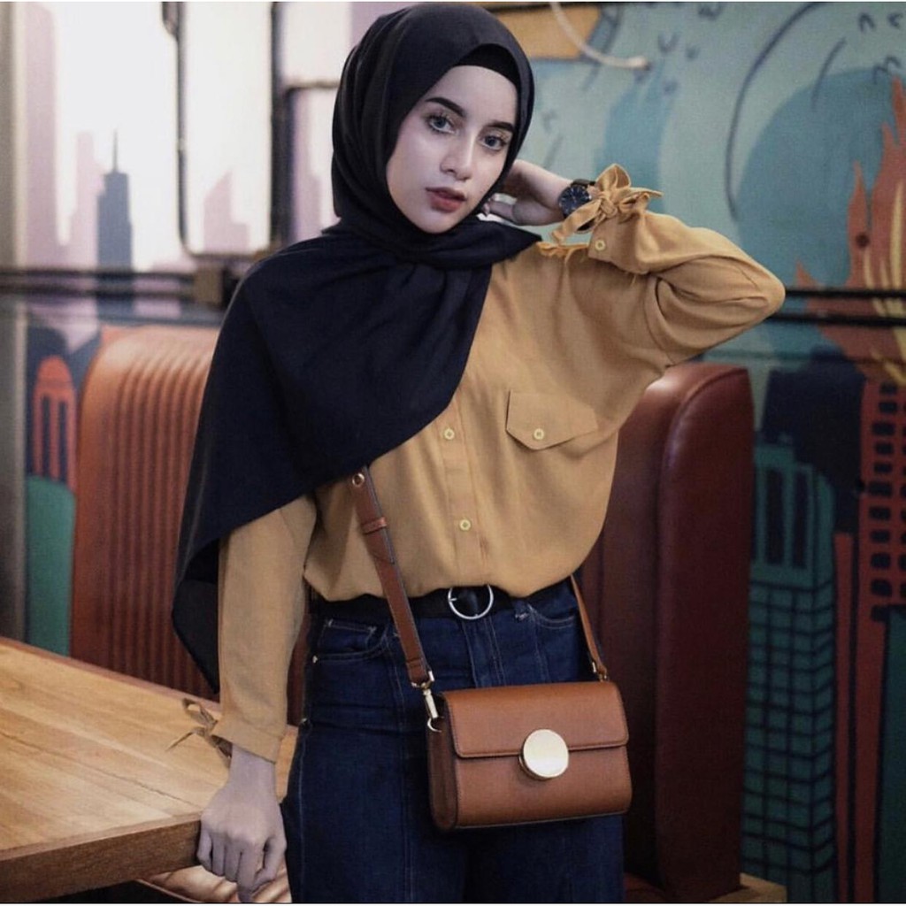 BDG STYLE KEMEJA BASIC LENGAN PITA LENKA  -COD