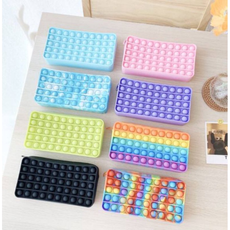 

2in1 Pop it Case Dompet Kotak Tempat hp pensil pulpen multifungsi waterproof non-toxic silicone