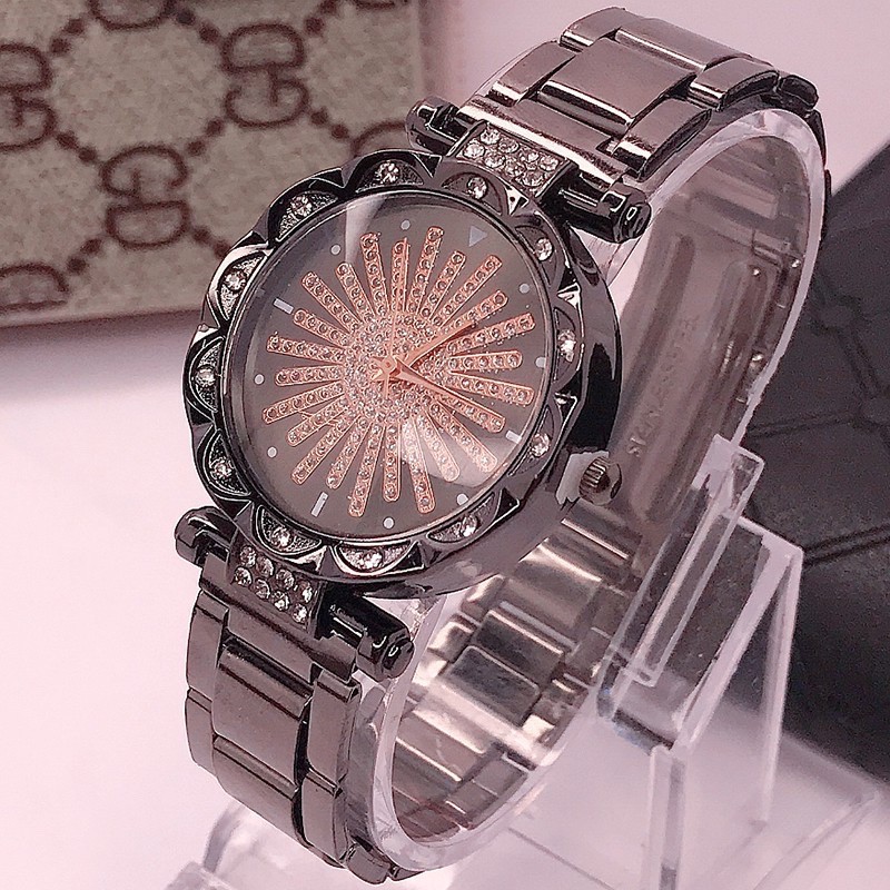 ✅[COD] Jam Tangan Wanita menonton Jam Tangan Wanita Tali stainless steel RANTAI KRISTAL KRISTAL W100