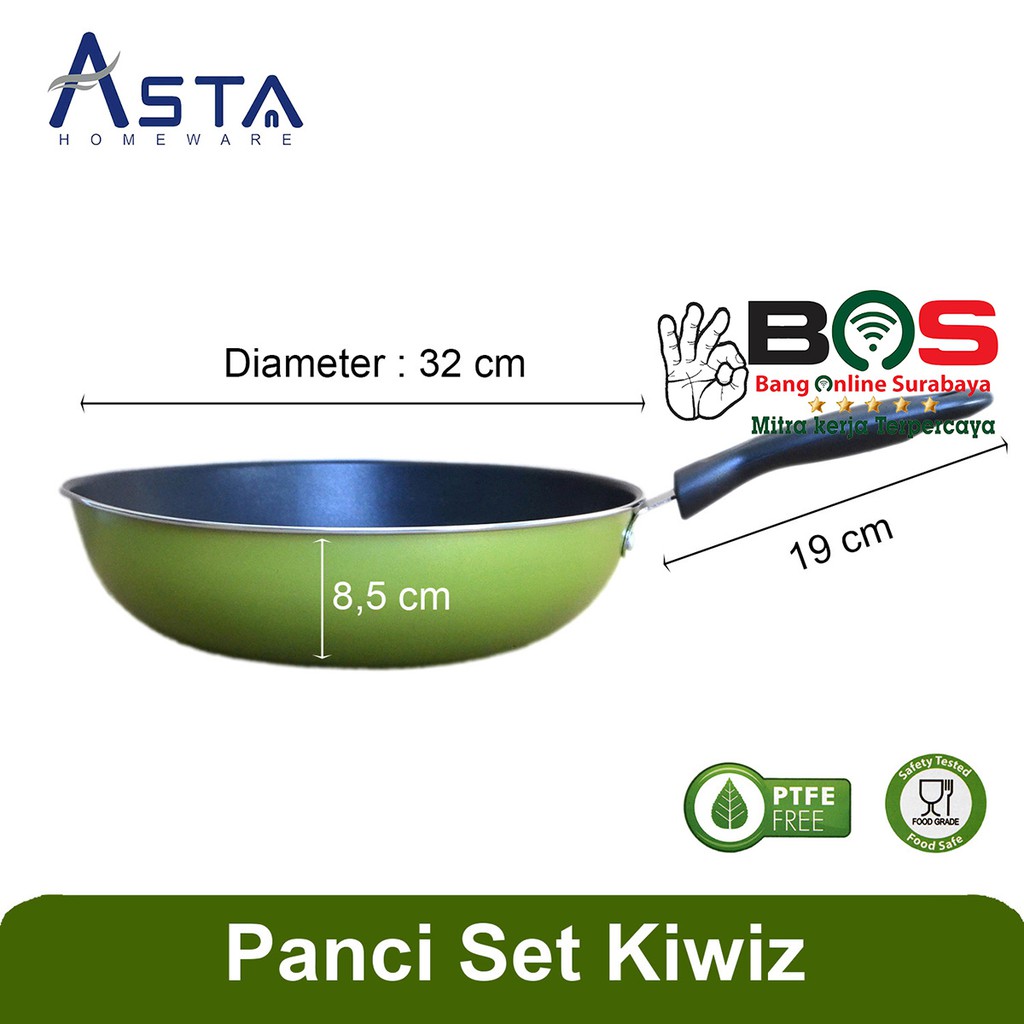 Panci Wajan Teflon Asta Kiwiz Set 7 Pcs Anti Lengket Cookware Panci Wajan Asta