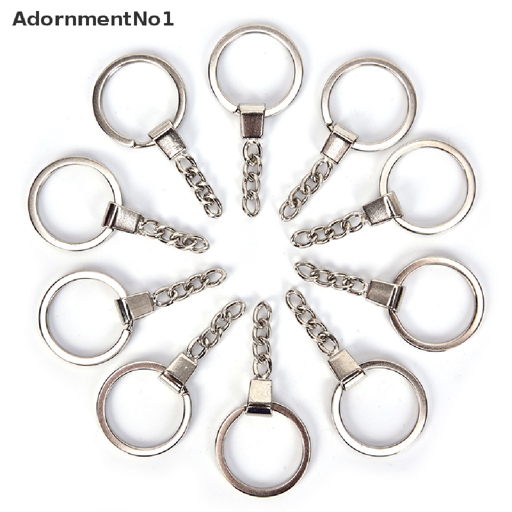 (AdornmentNo1) 10pcs / Set Gantungan Kunci Split Ring 30mm Warna Silver Untuk DIY