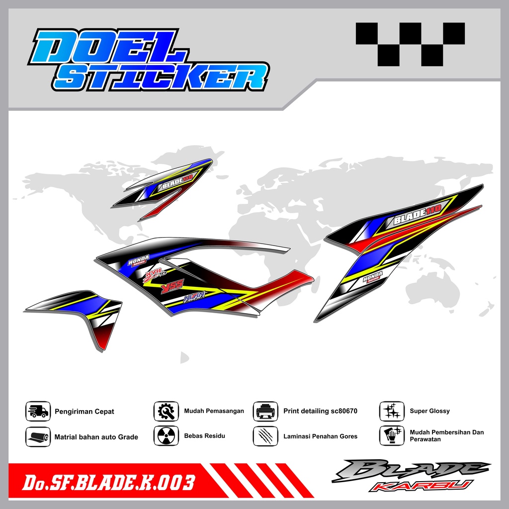 STICKER STRIPING BLADE 110 KARBU - STICKER STRIPING LIST VARIASI HOLOGRAM , CROME BLADE 110 KARBU DOEL 003