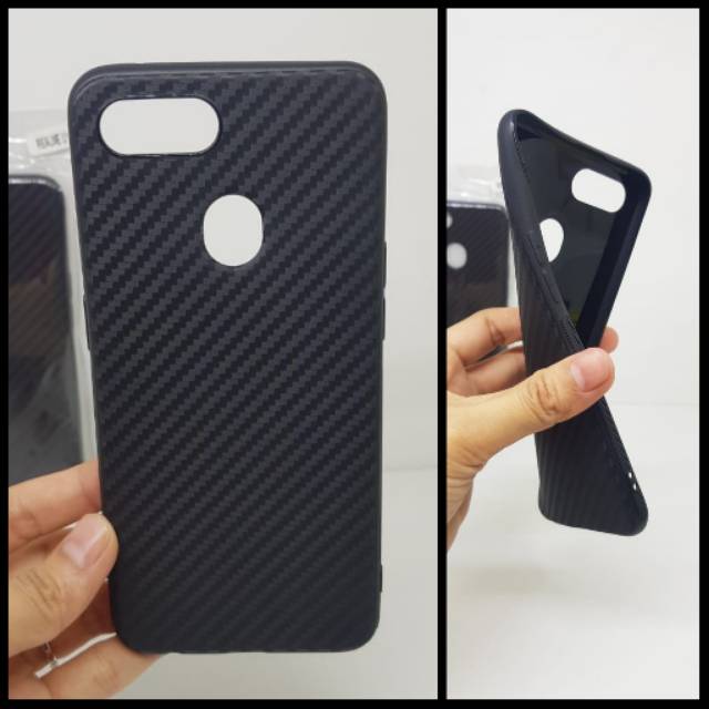 Soft Case Realme U1 6.3 inchi Black TPU Fiber Carbon Realme U1 Casing Realme RMX1831 RMX1833