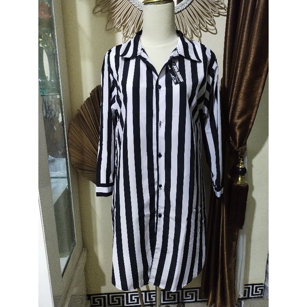 Tunik salur lengan panjang wanita trendy