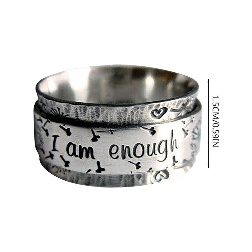 Lily Dandelion Cincin Perak Kreatif Meditasi Perhiasan I am enough Floral Rotatable