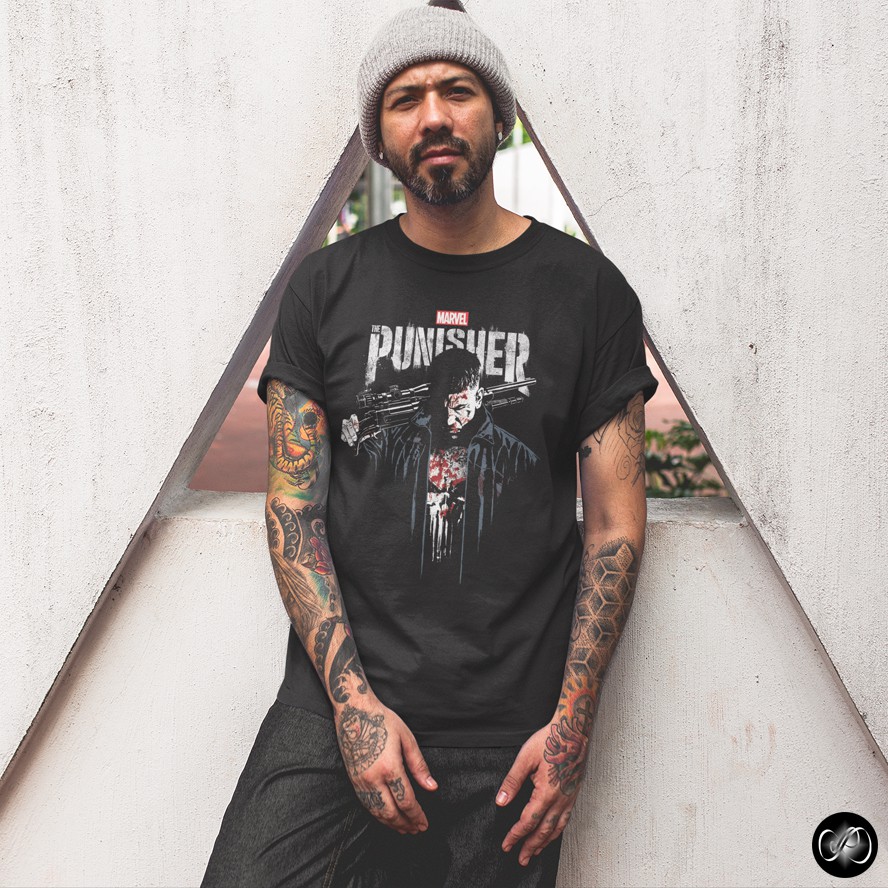 Kaos Baju Custom Karakter Superhero Marvel IMPORT Netflix Frank Castle - The Punisher 01