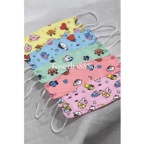 MASKER KF94 ANAK BTS BT21 FACEMASK ISI 10 PCS/ MASKER KF94 ANAK KARAKTER MOTIF/ MASKER EVO ANAK BTS