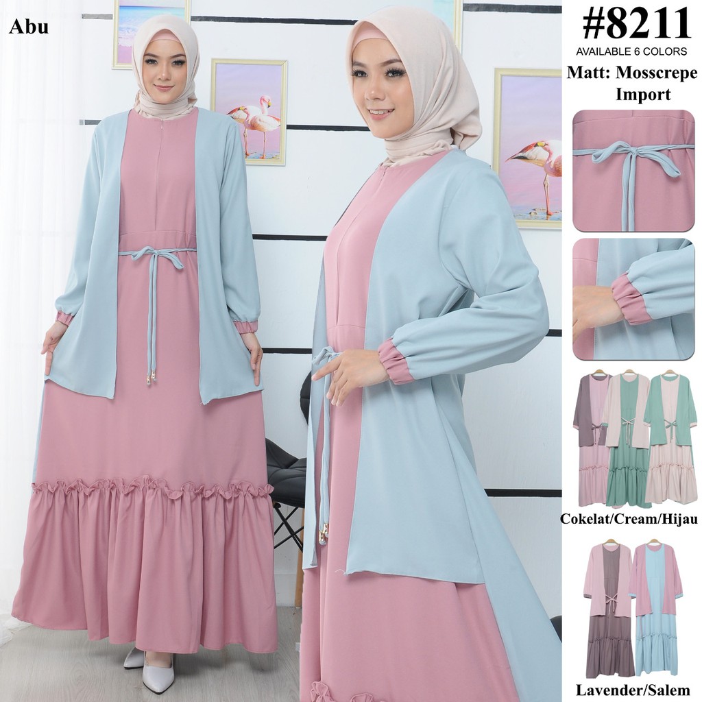 Gamis Terbaru Model Polos Kombinasi GB-8211