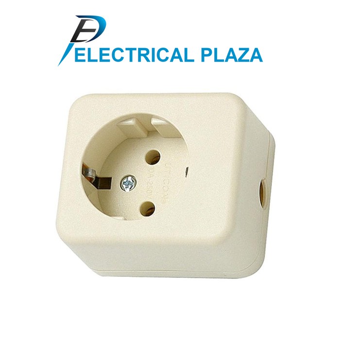 Uticon Stop Kontak Arde 1 Lubang [ST118] Socket Soket Colokan 2P Satu Lobang [ST-118] Original SNI