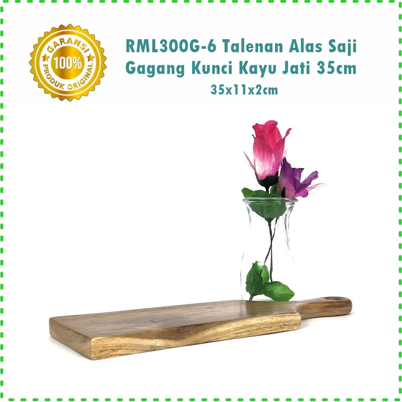 RML300G-6 Talenan/Alas Saji Gagang Segi Kayu Jati 35cm