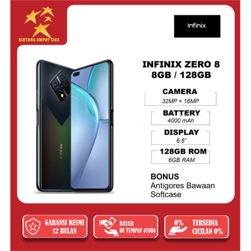 Infinix zero 8 8/128 garansi resmi 1thn