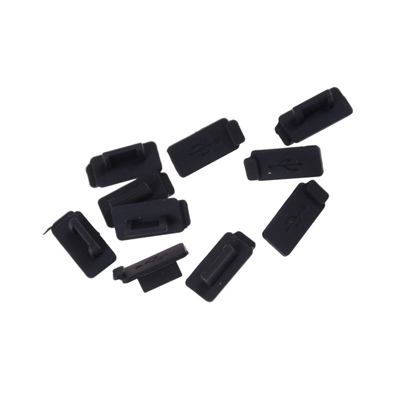 {LUCKID}10pcs Black PC Laptop USB Plug Cover Stopper Rubber Soft Silicon Dust Cap