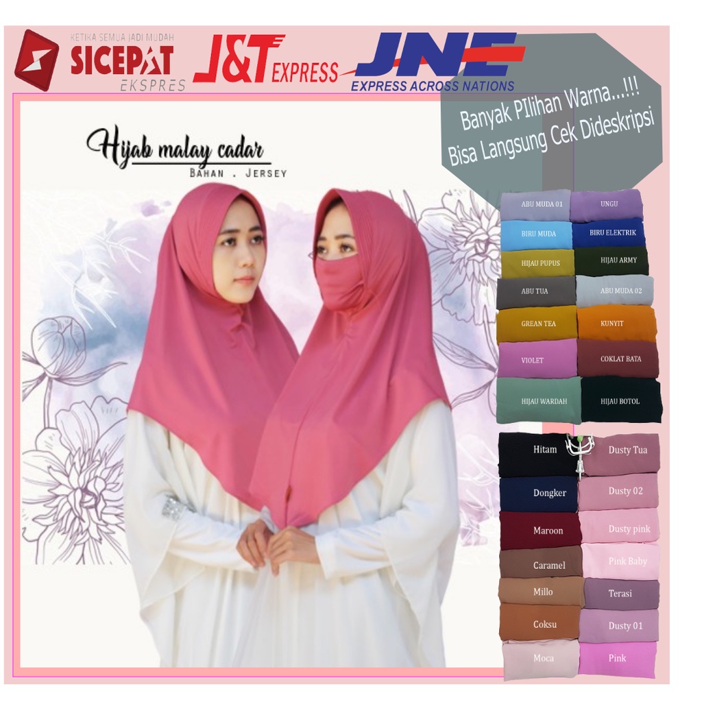 Jilbab Instan Hijab Syari Kerudung Bergo Instant Masker Cadar Jersey Malay New Fashion Muslim