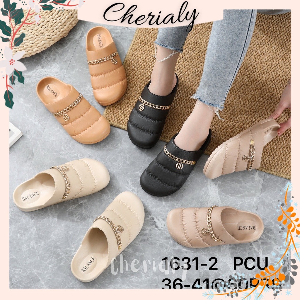 Sandal Slop Wanita Karet Jelly Import Motif Rantai Ring Bulat Bahan Empuk Elastis Sol Anti Slip 1631-2 BALANCE