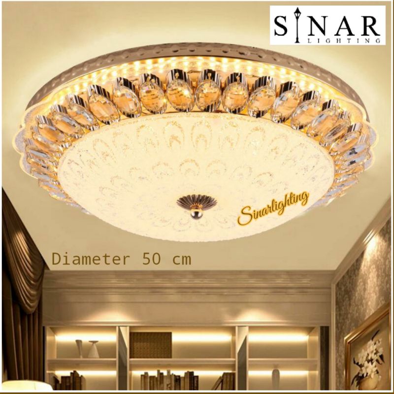 Lampu hias plafon kristal LED diameter 40/50 cm H8501